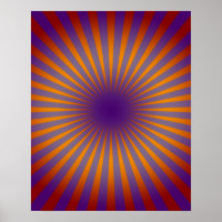 70er Lila Orange Star Burst Wall Art