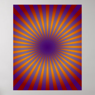 70er Lila Orange Star Burst Wall Art Poster