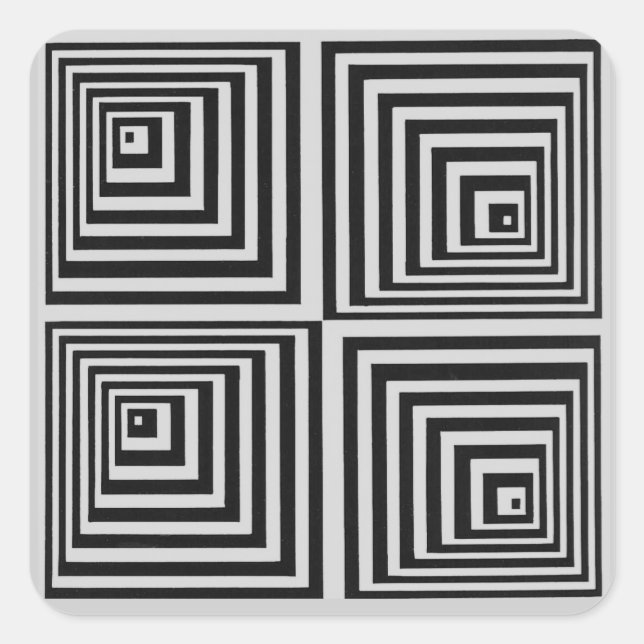 70er Op Art Quadratischer Aufkleber (Vorderseite)