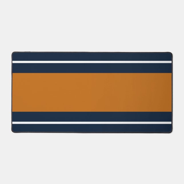 70er Orange White Navy Blue Racing Stripes Schreibtischunterlage (Vorderseite)