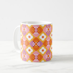 70er-Orangen-Blume Kaffeetasse