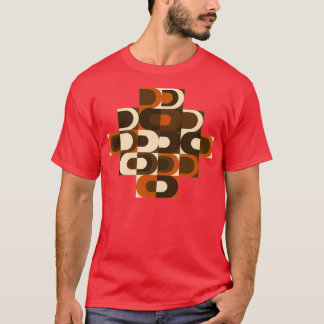 70er Pattern Retro Industrie in Orange und Dark Br T-Shirt