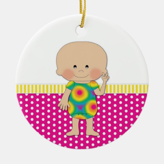 70er Peace Hippie Baby Keramik Ornament (Vorne)
