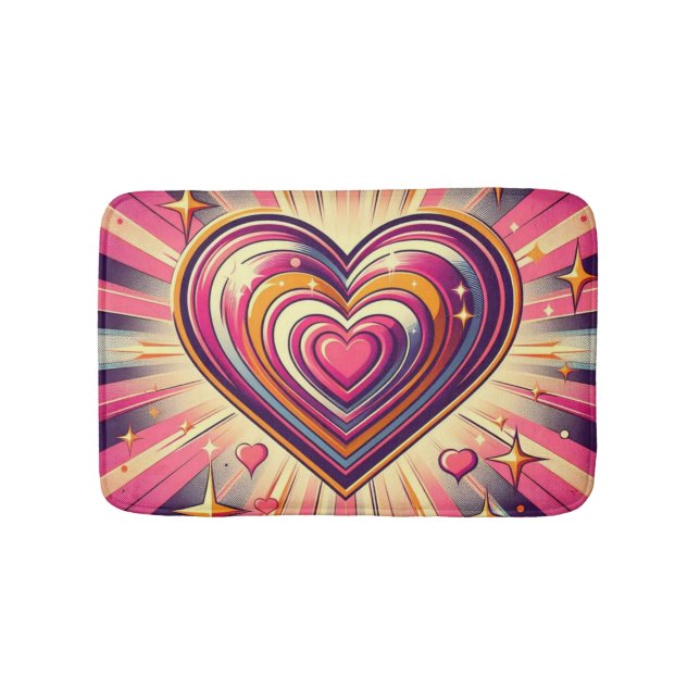 70er Pop art heart/Valentinische Tasse Badematte (Vorderseite)