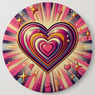 70er Pop art heart/Valentinische Tasse Button