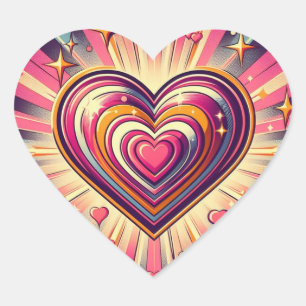 70er Pop art heart/Valentinische Tasse Herz-Aufkleber