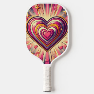 70er Pop art heart/Valentinische Tasse Pickleball Schläger
