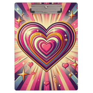 70er Pop-Art-Herz/Valentins-Tasse Klemmbrett