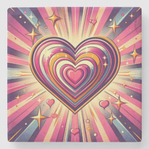 70er Pop Art Herzstück/Valentine Steinuntersetzer