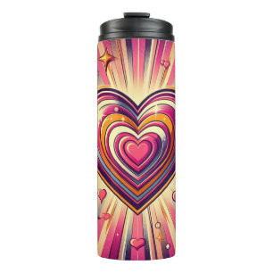 70er Pop Art Herzstück/Valentine Thermosbecher