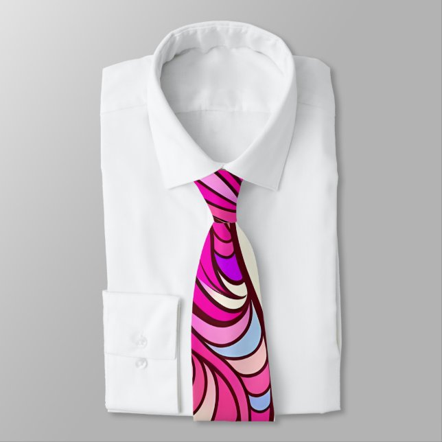 70er Pop Culture Pink Swirl Retro Krawatte (Gebunden)