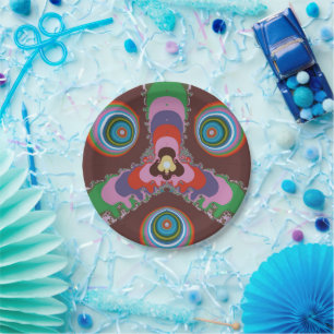 70er Psychedelic-Muster Retro-Kunst Pappteller