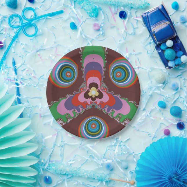 70er Psychedelic-Muster Retro-Kunst Pappteller (Party)