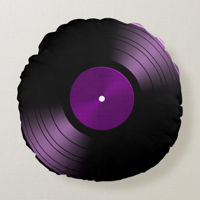 70er Record Album Vinyl Rundes Kissen (Vorderseite)