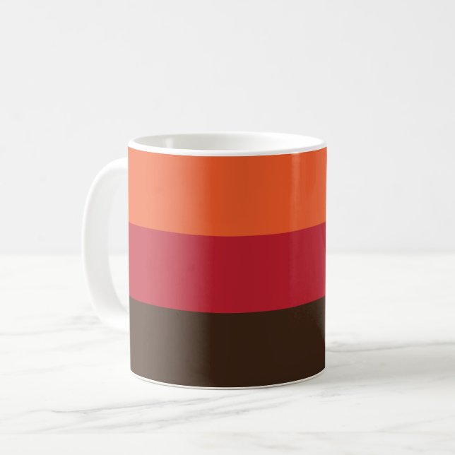 70er Retro 3 Streifen Vintages Farbmuster Kaffeetasse (Vorderseite Links)