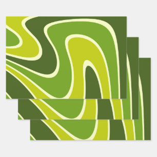 70er Retro Abstrakt Lava Design Geschenkpapier Set