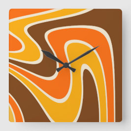 70er Retro Abstrakt Lava Design Quadratische Wanduhr
