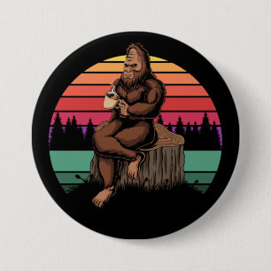 70er Retro Bigfoot & Coffee Button