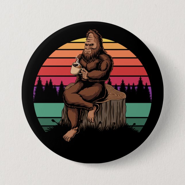 70er Retro Bigfoot & Coffee Button (Vorderseite)