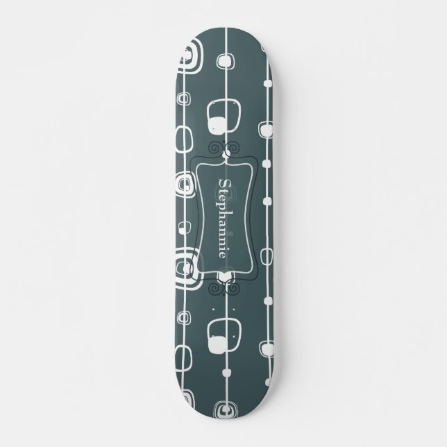 70er Retro Blue Square Comp Skateboard (Vorne)