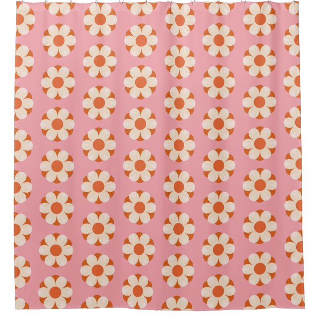 70er Retro Blume Power Muster Background Retro, 70 Duschvorhang (Vorderseite)