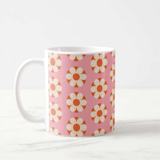 70er Retro Blume Power Muster Background Retro, 70 Kaffeetasse (Links)
