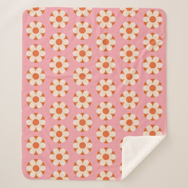 70er Retro Blume Power Muster Background Retro, 70 Sherpadecke (Vorderseite)