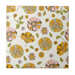 70er Retro-Blumenmuster Fliese
