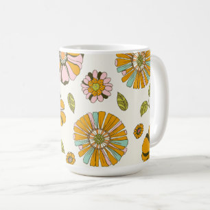 70er Retro-Blumenmuster Kaffeetasse