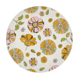 70er Retro-Blumenmuster Schneidebrett
