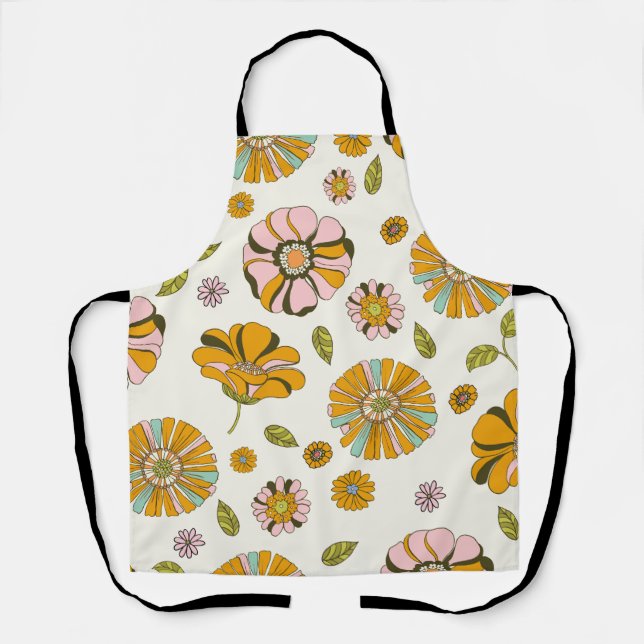 70er Retro-Blumenmuster Schürze (Vorderseite)