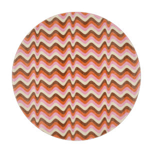 70er Retro Brown Pink Waves Schneidebrett