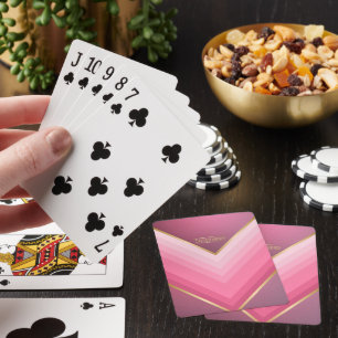 70er Retro Chic Rosa und Gold Personalisiert Spielkarten
