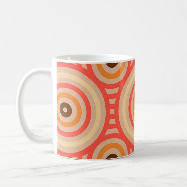 70er Retro Circular Geometric Pattern. Kaffeetasse (Links)