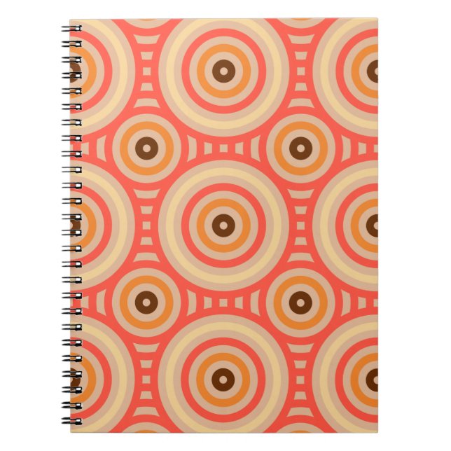 70er Retro Circular Geometric Pattern. Notizblock (Vorderseite)