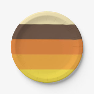 70er Retro gestreiftes Farbmuster Pappteller