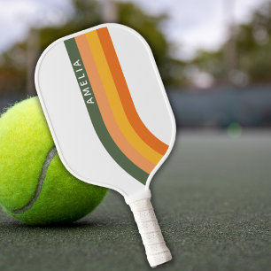 70er Retro Groovy Benutzerdefinierte Namen Farbige Pickleball Schläger
