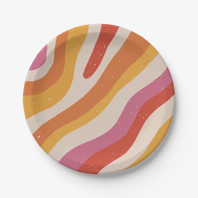 70er, Retro, groovy Design Pappteller (Vorderseite)