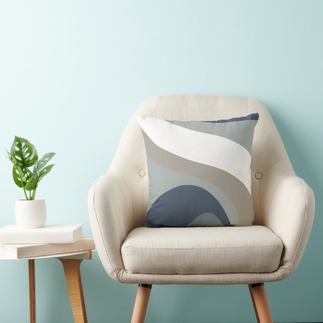 70er Retro Groovy Pattern Blau, grau Kissen (Stuhl )