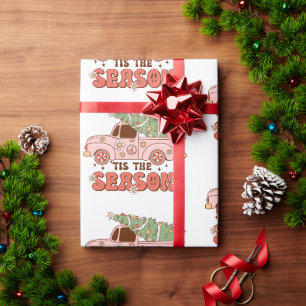70er Retro Groovy Tis The Season Weihnachten Geschenkpapier