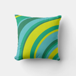 70er Retro Groovy Wave Rainbow Aquamarin Gelb Kissen