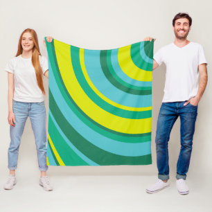 70er Retro Groovy Wave Rainbow Aquamarin Green Fleecedecke