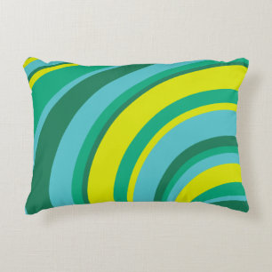 70er Retro Groovy Wave Regenbogen Türkis Grün Gelb Dekokissen