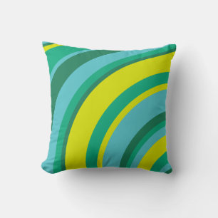 70er Retro Groovy Wave Regenbogen Türkis Grün Gelb Kissen
