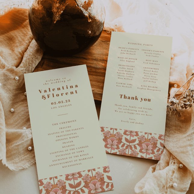 70er Retro Inspiriert Orange Wedding Program Programm (Von Creator hochgeladen)