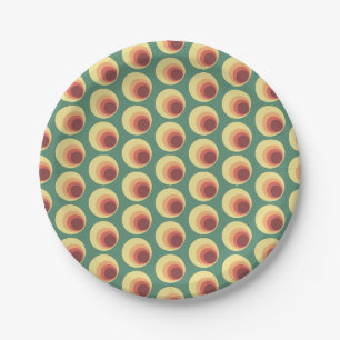 70er Retro-inspiriertes Kreis-Muster Pappteller