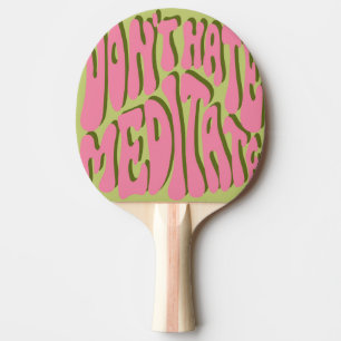 70er Retro: Motivierend Poster "Meditate" Tischtennis Schläger