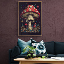 70er Retro Mushroom AI Art | Psychedelisch Vintag