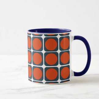 70er Retro Muster in Orange u. in Blauem Tasse