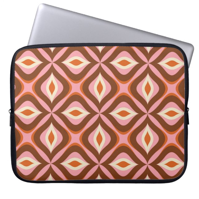 70er Retro Nahtloses Muster in Orange, Braun, Butt Laptopschutzhülle (Vorderseite)